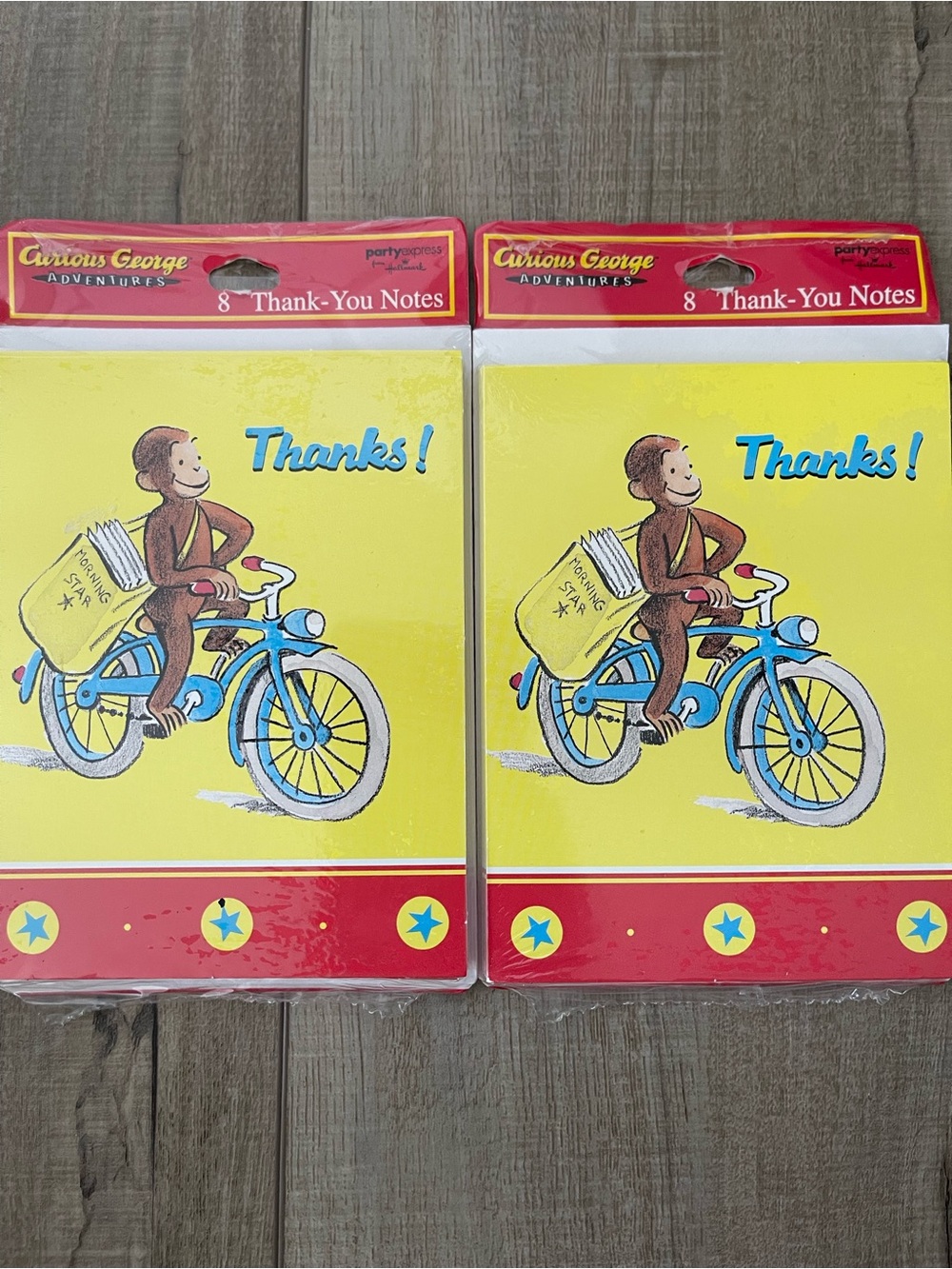 Vintage Curious George Thank You Notes Party Express Hallmark 16 Count Sealed